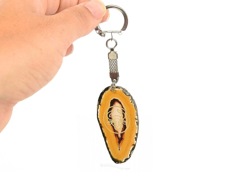 Agate slice keyring Taurus 17.7g