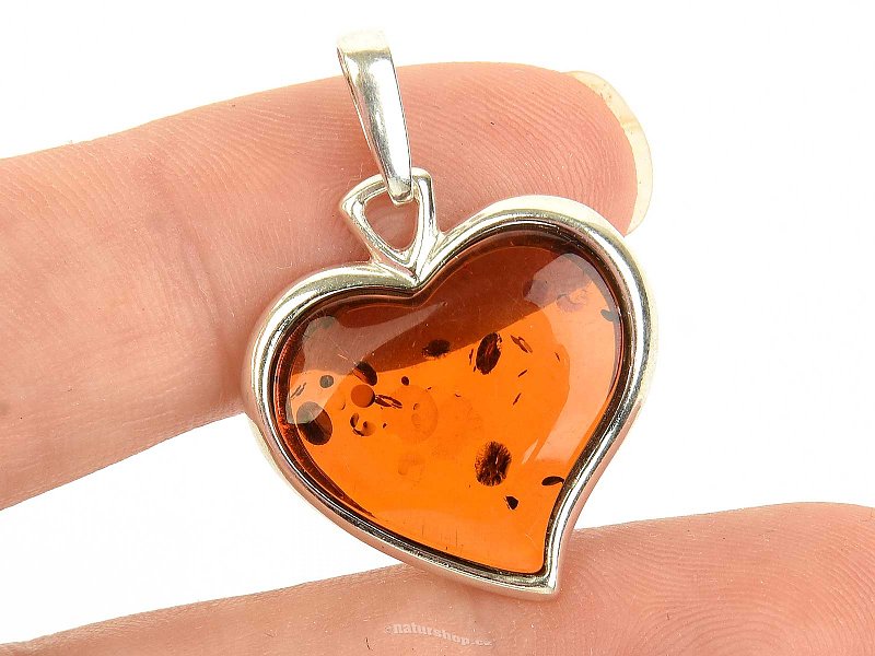 Amber heart pendant (Ag 925/1000 3.2g)