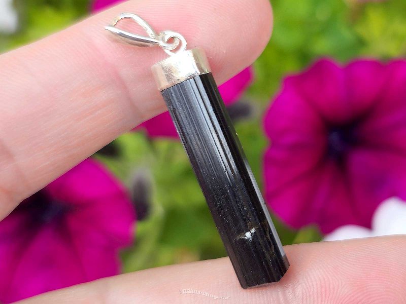 Pendant black tourmaline crystal Ag 925/1000 (3.7g)