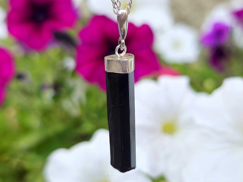 Pendant black tourmaline crystal Ag 925/1000 3.5g