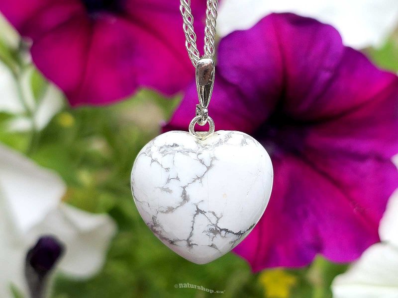 Heart pendant white howlite handle Ag 925/1000