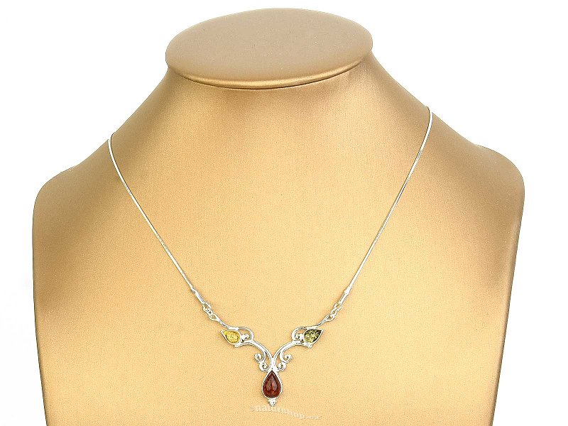 Necklace with amber Ag 925/1000 43 - 47cm