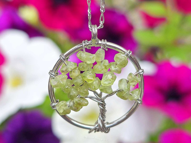 Olivine pendant tree of life jewelry metal