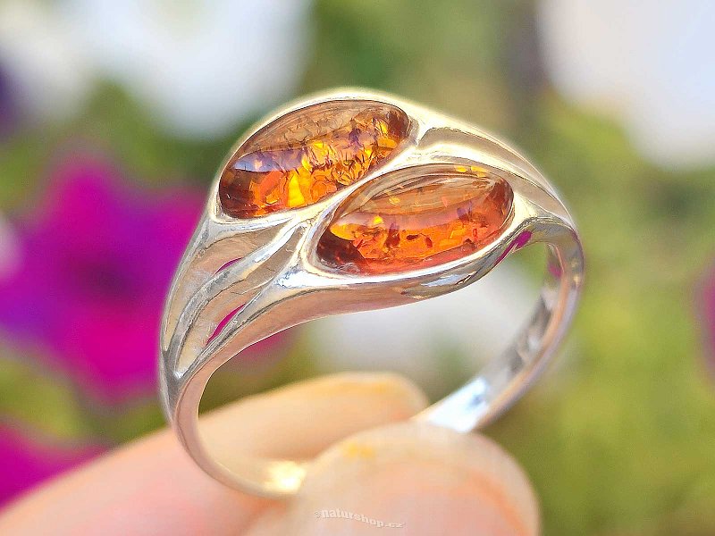 Ring with honey amber Ag 925/1000 size 56, 2.5g