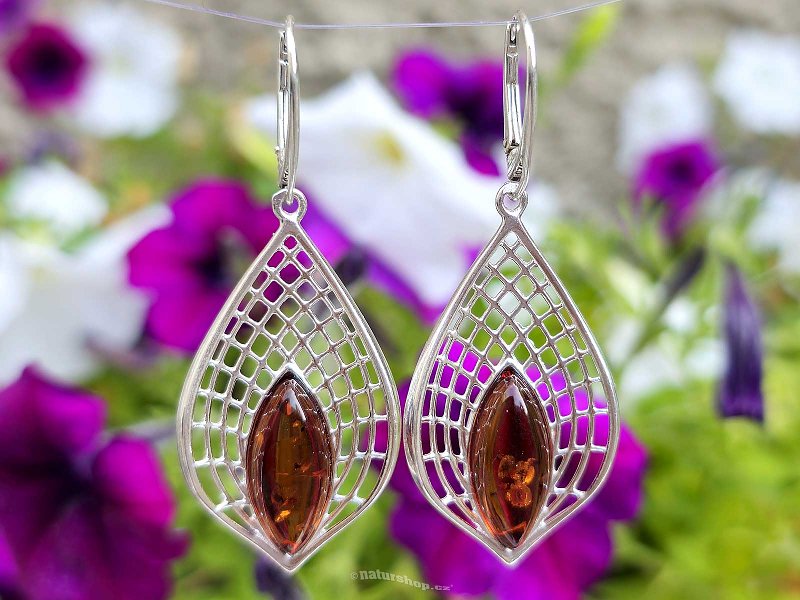 Amber earrings Ag 925/1000 7.4g