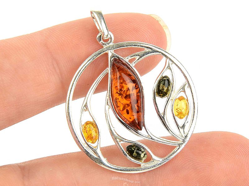 Amber mix of colors pendant Ag 925/1000