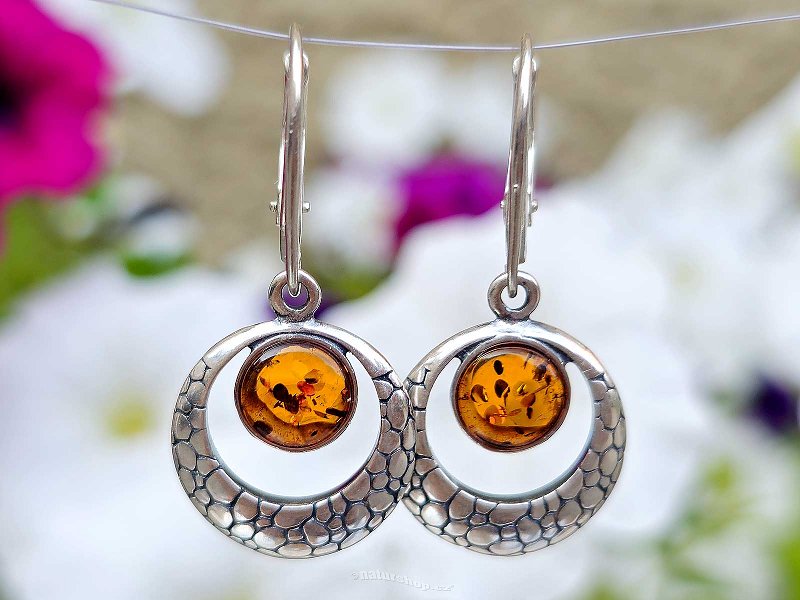 Earrings honey amber Ag 925/1000