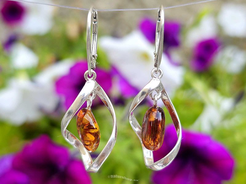 Amber dangling earrings Ag 925/1000