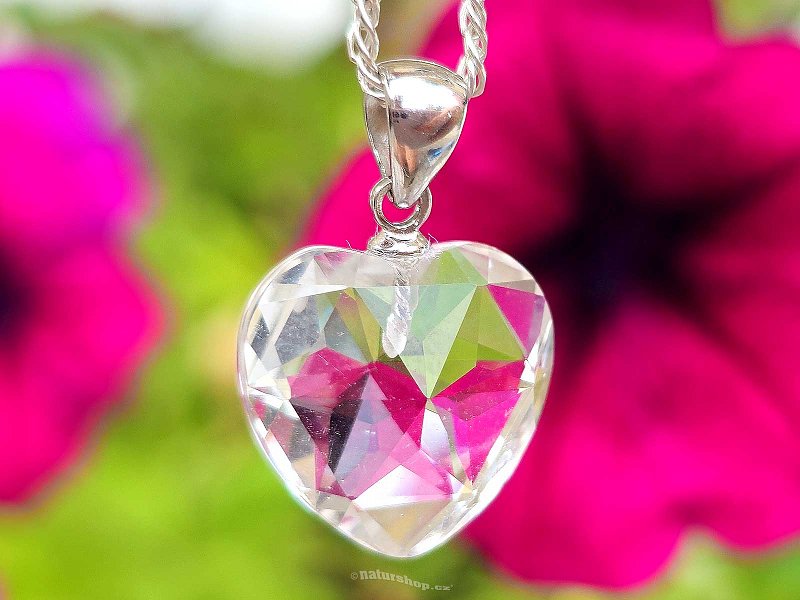 Crystal heart pendant 14mm Ag 925/1000 + Rh