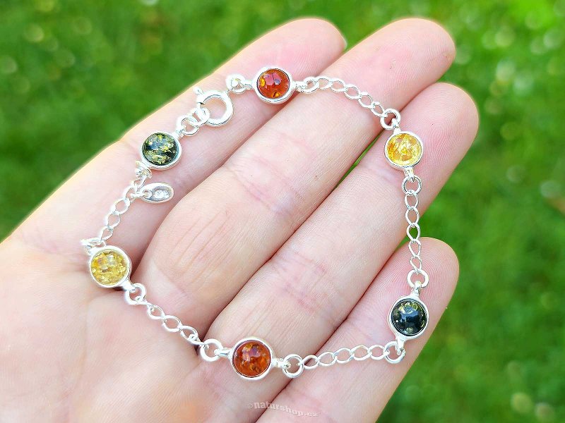 Amber oven mix bracelet 18.5 cm silver Ag 925/1000