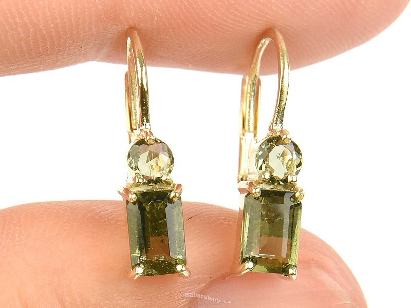 Vltavín earrings gold standard cut Au 585/1000 14K 2.47g