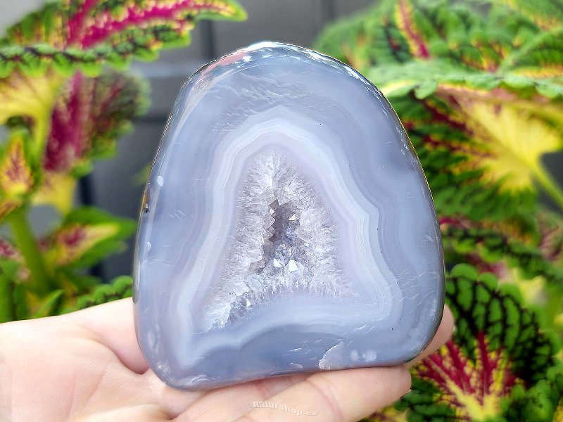 Gray agate geode with hollow 258g (Brazil)