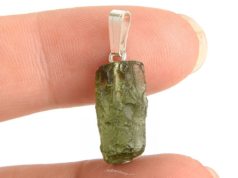 Vltavín (Moldavite) přívěsek stříbrný úchyt Ag 925/1000 1,3g