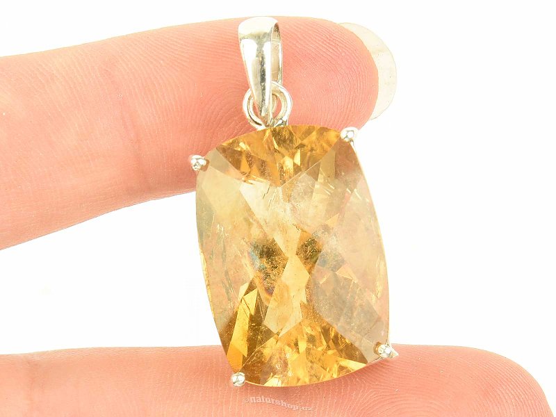 Citrine cut rectangle pendant Ag 925/1000 9.6g