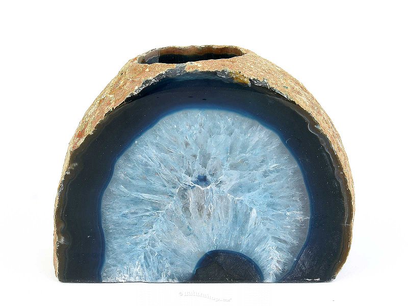 Agate blue dyed candle holder 1003g