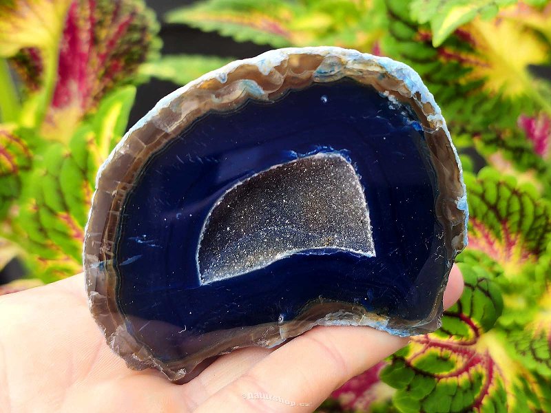 Agate blue dyed geode with cavity 229g from Brazil