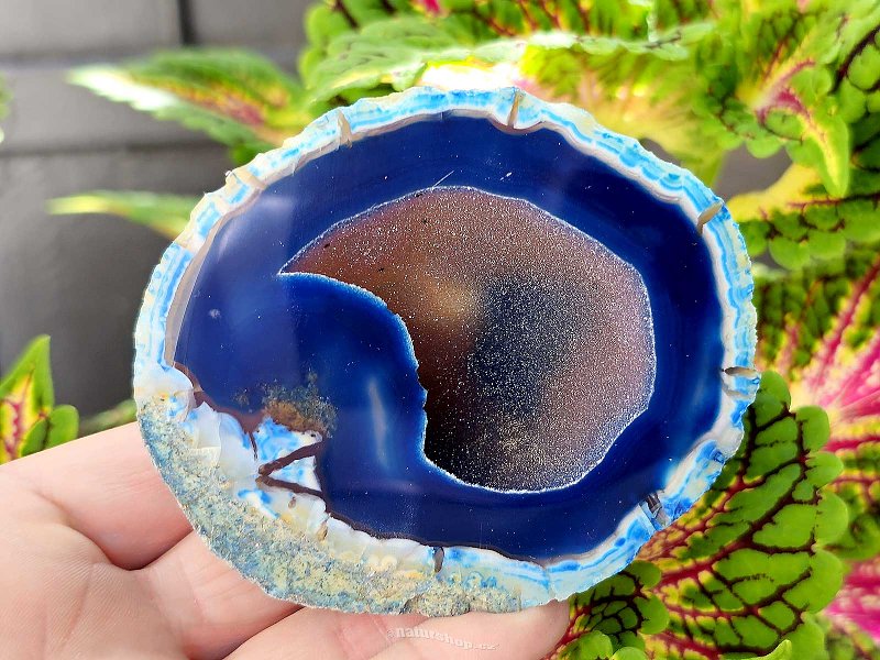 Agate blue dyed geode with cavity 189g from Brazil