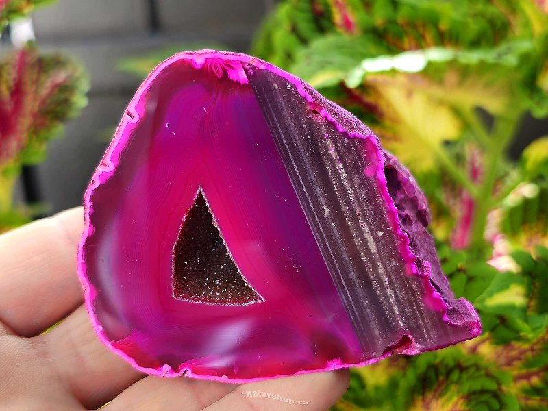 Agate geode with cavity dyed pink 191g from Brazil