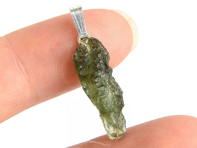 Vltavín (Moldavite) přívěsek stříbrný úchyt Ag 925/1000 1,5g