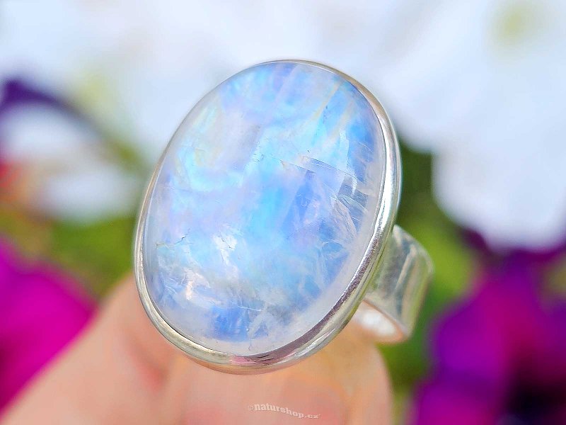 Moonstone ring oval Ag 925/1000 size 55 (8.6g)