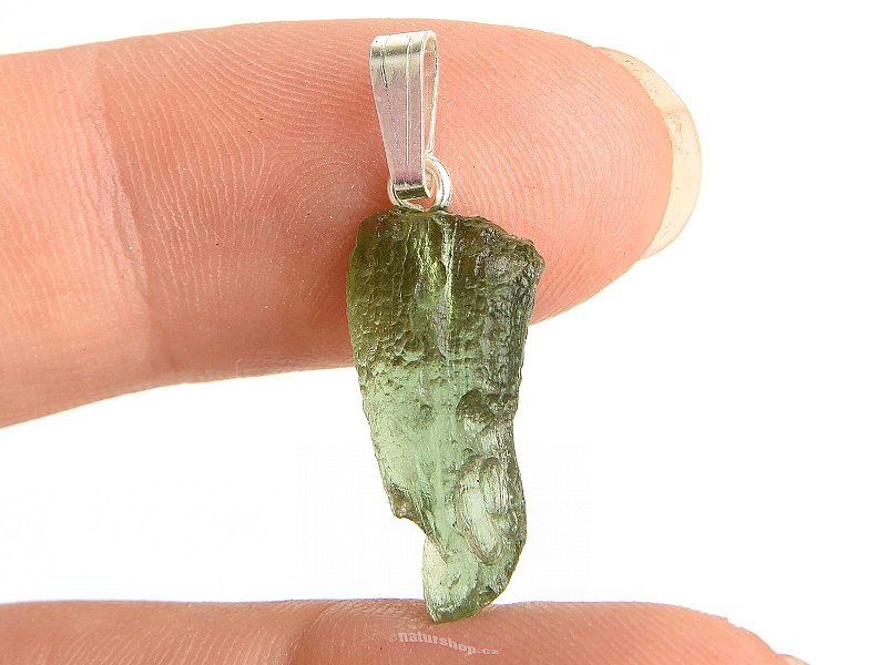 Vltavín (Moldavite) přívěsek stříbrný úchyt Ag 925/1000 1,2g