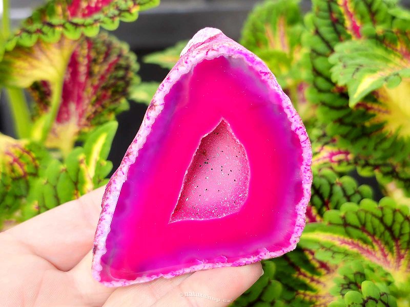 Agate pink dyed geode with cavity 171g from Brazil