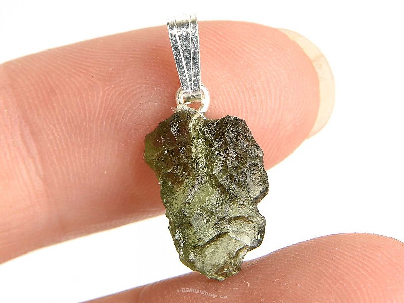 Vltavín (Moldavite) přívěsek stříbrný úchyt Ag 925/1000 (1,0g)