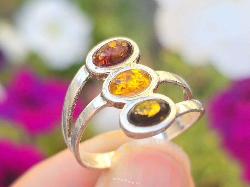 Amber ring Ag 925/1000 2.9g, size 57