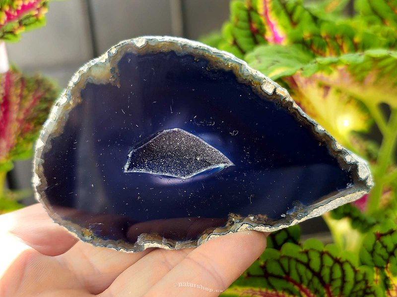 Agate blue dyed geode with cavity 202g from Brazil