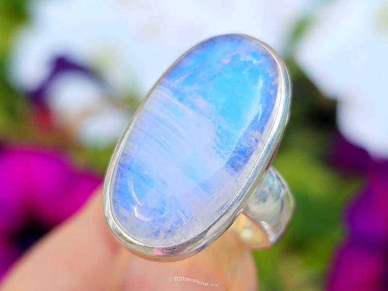 Moonstone ring oval Ag 925/1000 size 52 (10.2g)