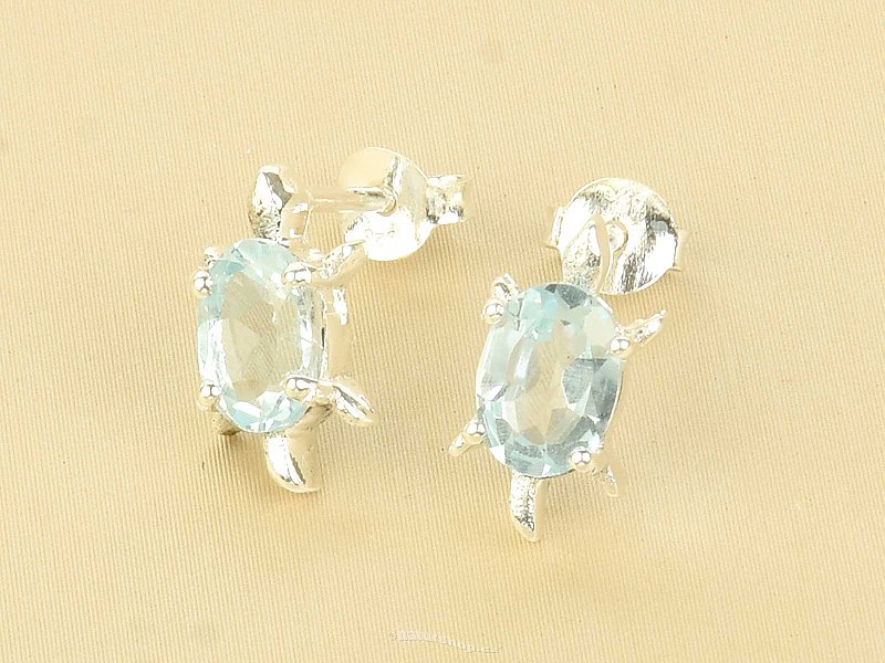 Topaz blue turtle earrings Ag 925/1000