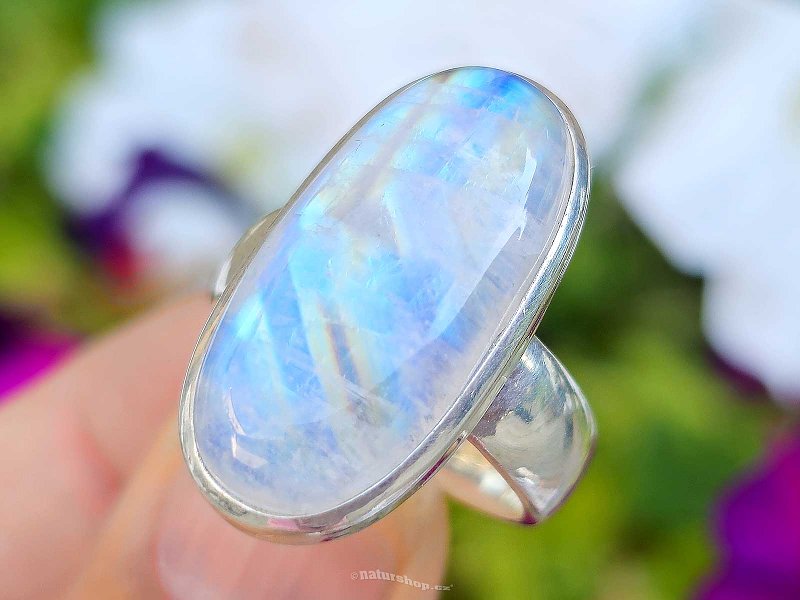 Moonstone ring oval Ag 925/1000 size 55 (9.2g)