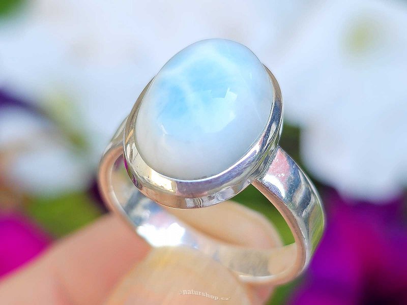 Ring silver oval larimar Ag 925/1000 5.9g size 57