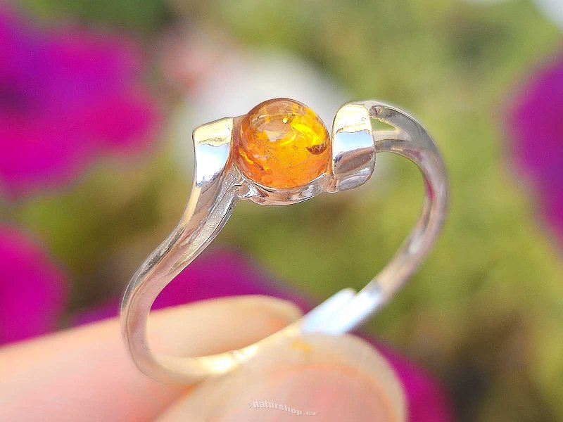 Amber ring Ag 925/1000 size 58, 1.9g