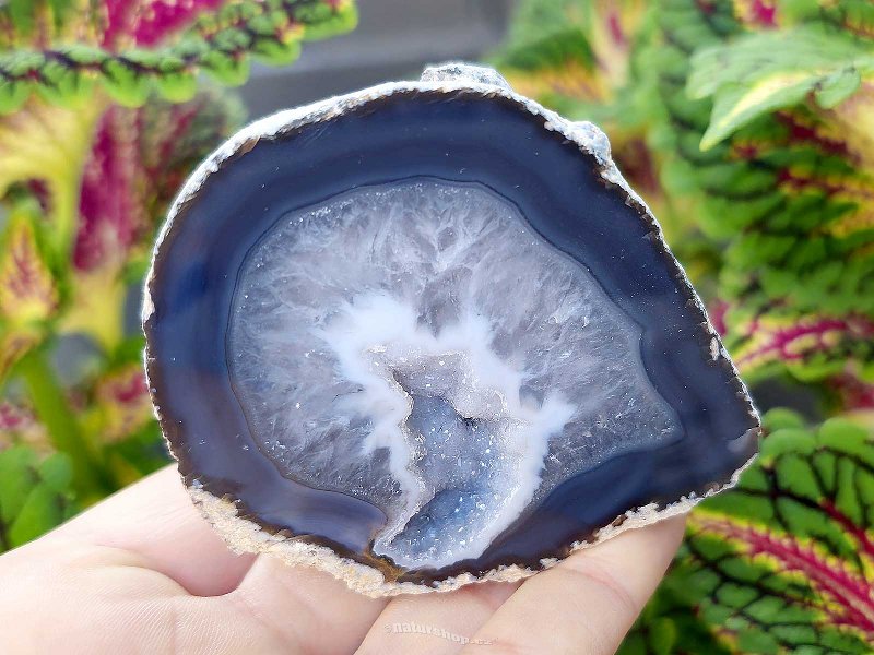 Gray agate geode with hollow 199g (Brazil)