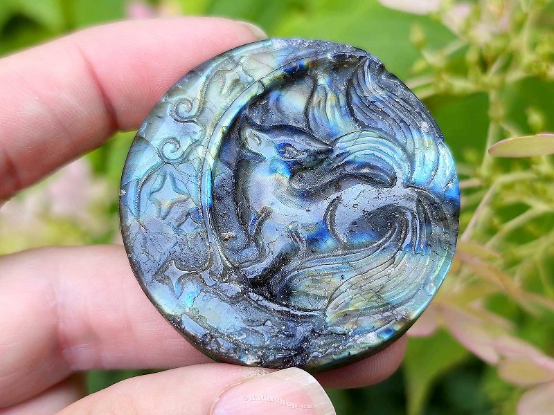 Labradorite muggle moon with fox 40.1g