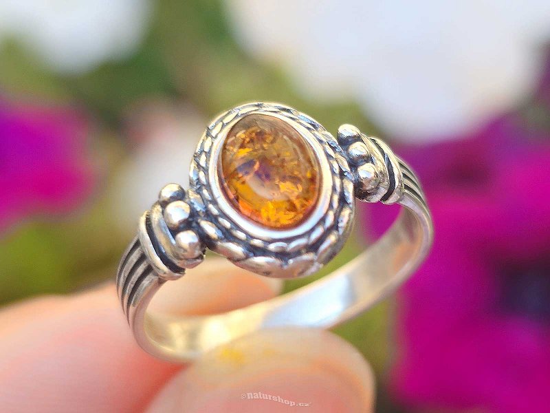 Ring amber Ag 925/1000 sterling silver