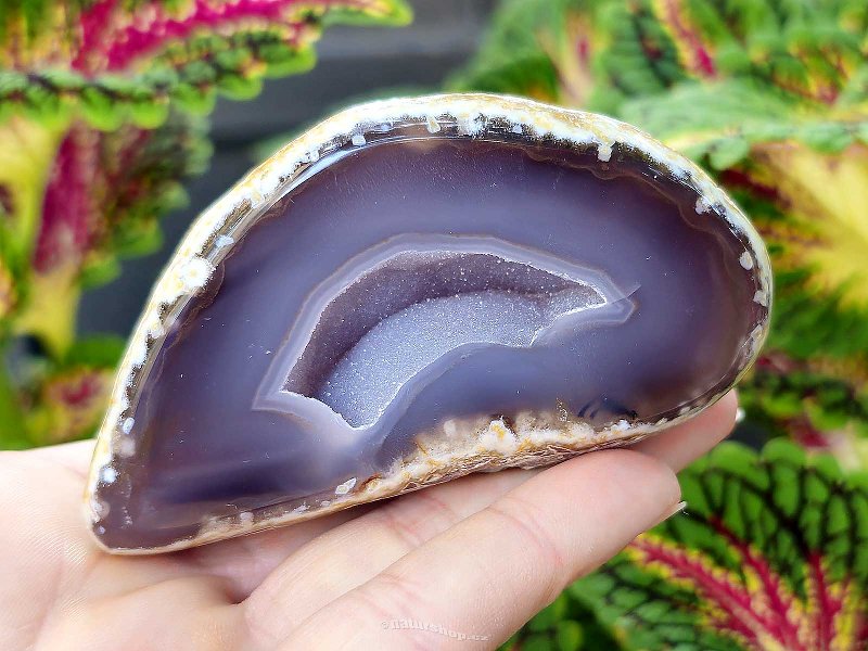 Gray agate geode with hollow 179g (Brazil)