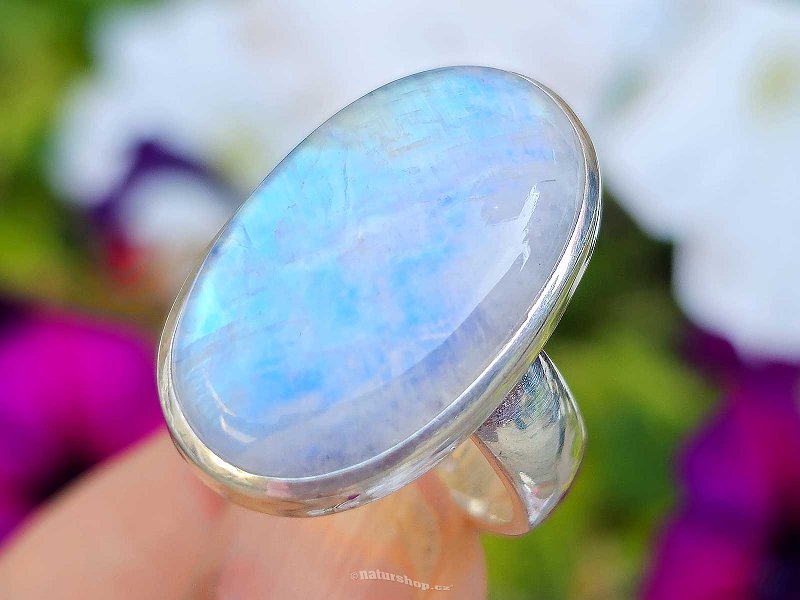 Moonstone ring oval Ag 925/1000 size 55 (10.6g)