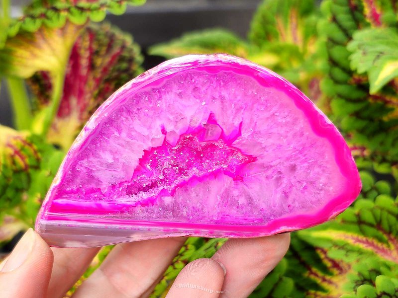 Agate geode with cavity dyed pink 153g from Brazil