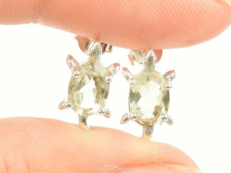 White topaz turtle earrings Ag 925/1000