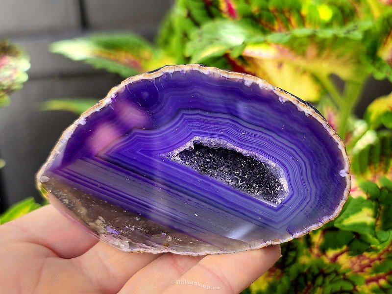 Agate geode with cavity dyed purple 189g from Brazil