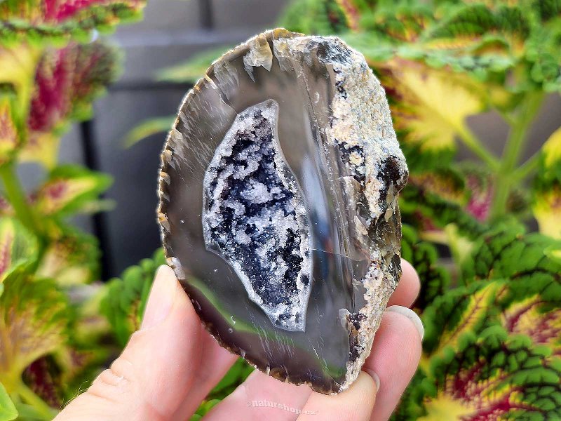 Agate gray geode with a hollow 154g from Brazil