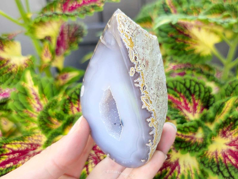 Gray agate geode with hollow 242g (Brazil)