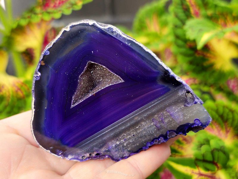 Agate geode with cavity dyed purple 178g