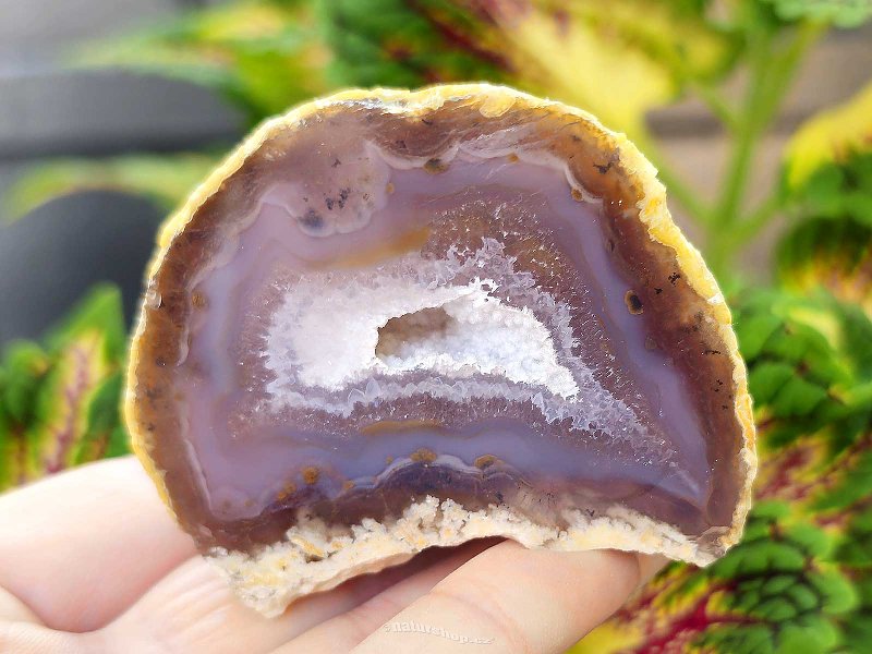 Gray agate geode with hollow 122g from Brazil