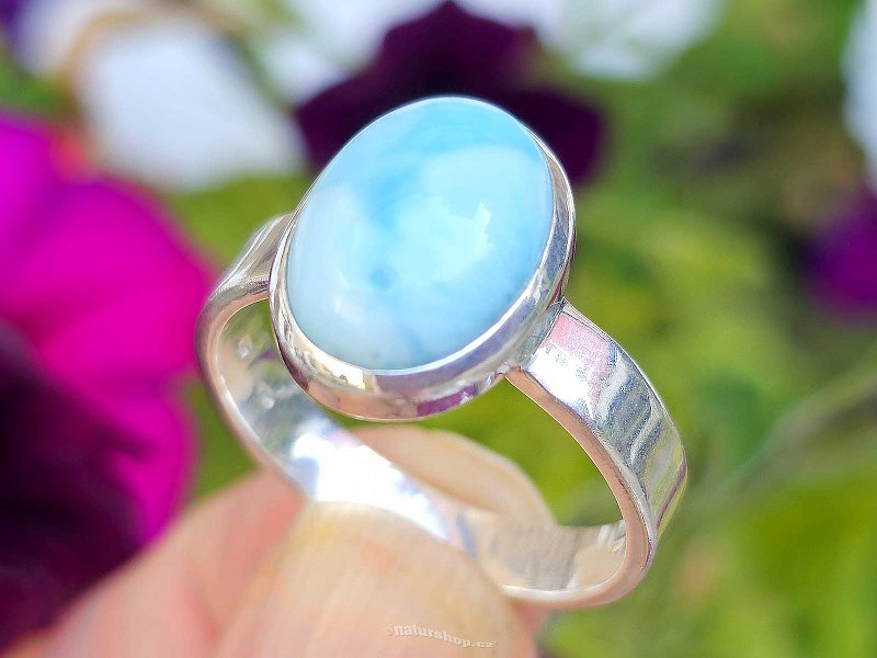 Ring silver oval larimar Ag 925/1000 6.1g size 66