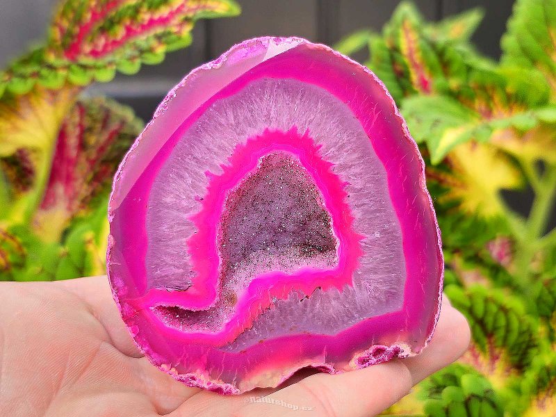 Agate pink dyed geode with cavity 194g from Brazil