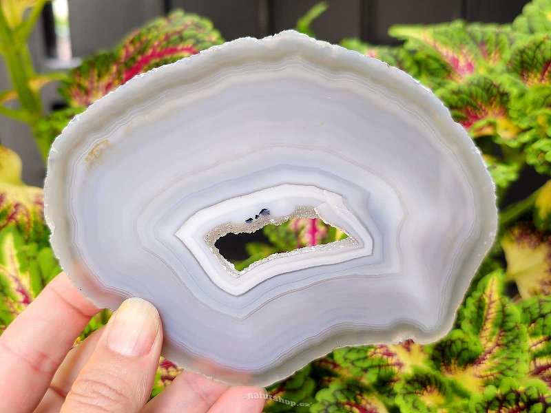 Agate polished slice with cavity from Brazil 114g