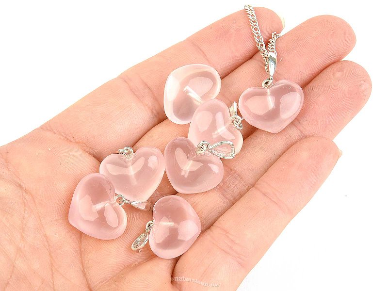 Rose quartz Q extra heart pendant Ag 925/1000